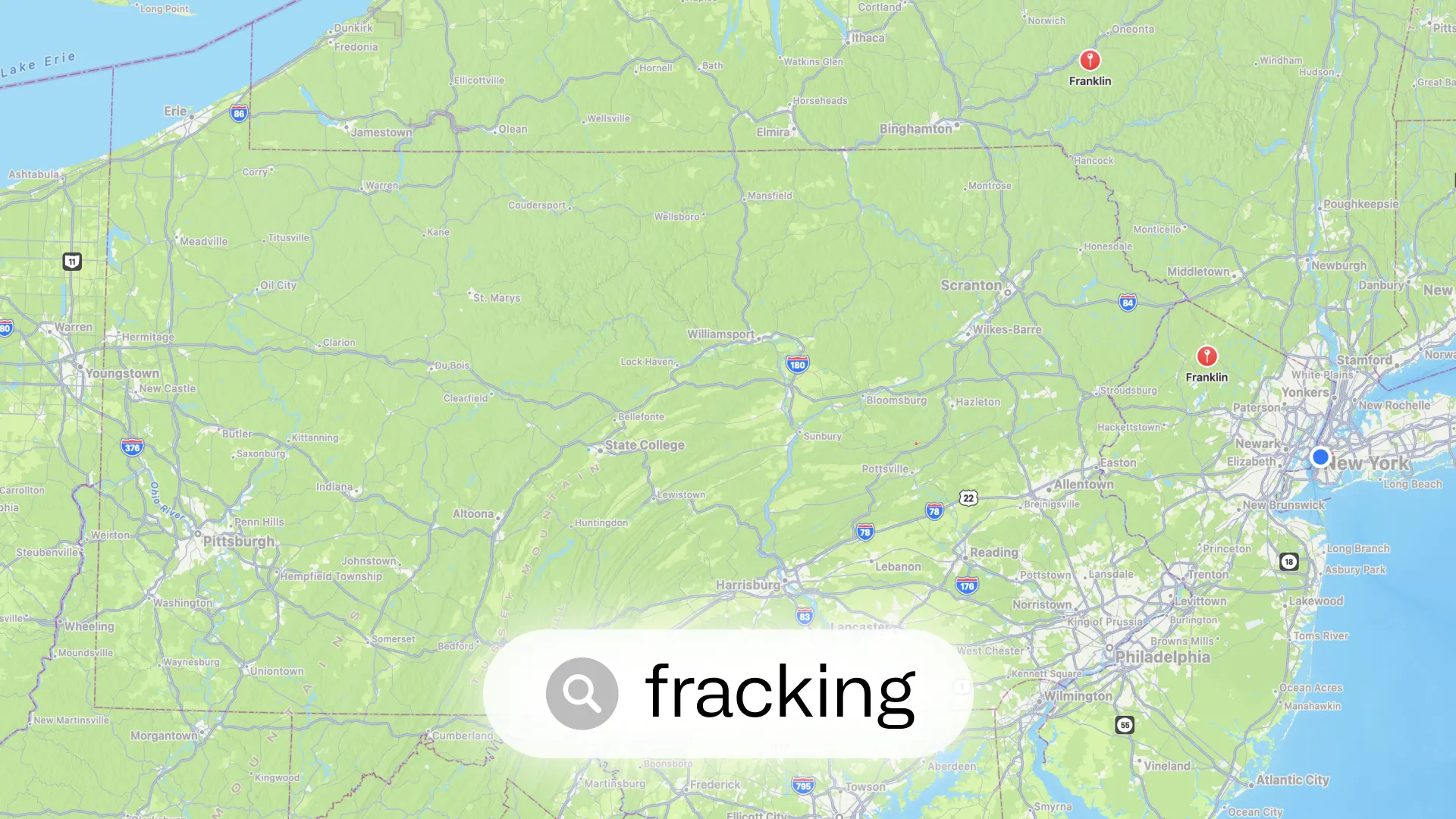 Apple Maps results for “fracking”